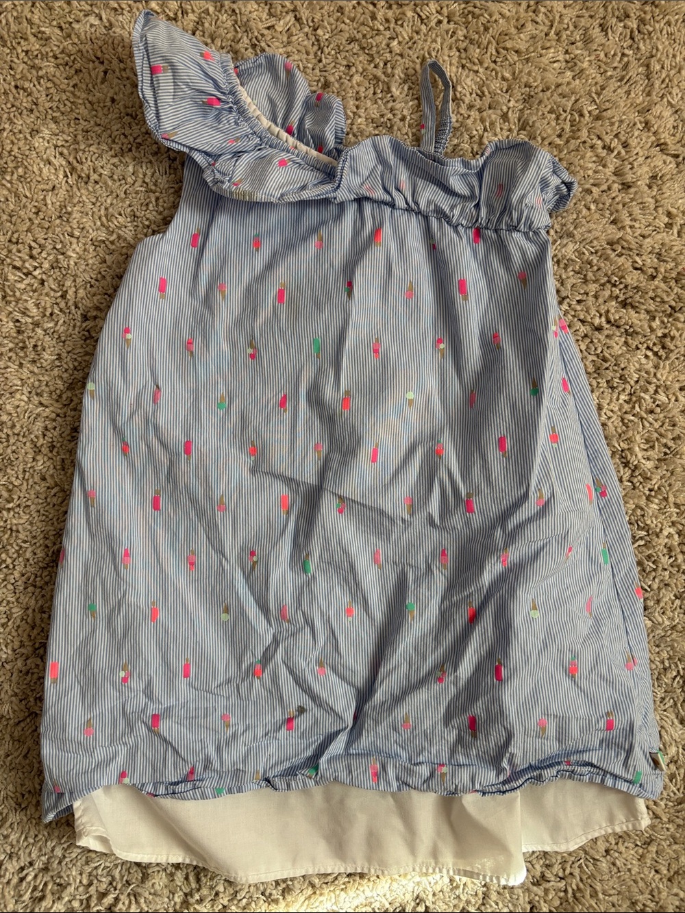 kate spade Girls Blue Stripe Dress with Pink and Green Pops